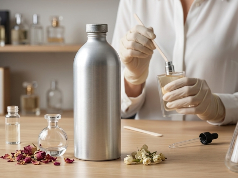 Aluminium containers for fragrances perfumery